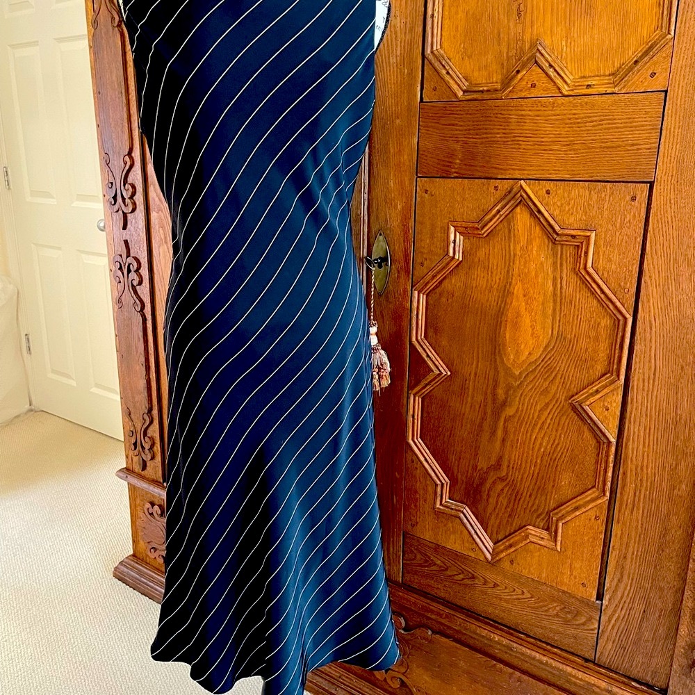 Ralph Lauren black and cream silk bias cut dress. - Picture 2 of 6